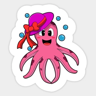 Octopus with Hat Sticker